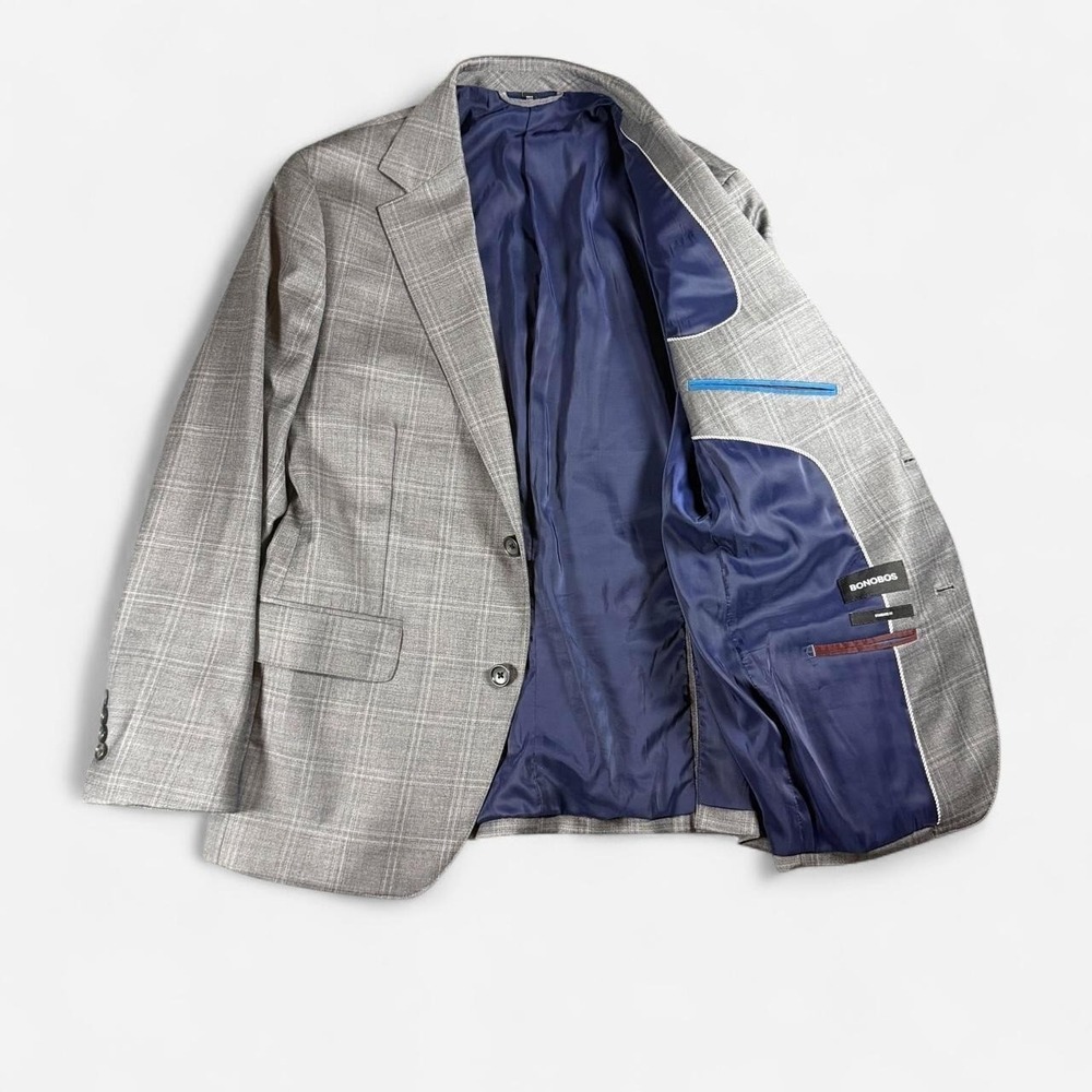 Bonobos Gray Glen Plaid Standard Fit Sport Coat Wool Blend Size 38S